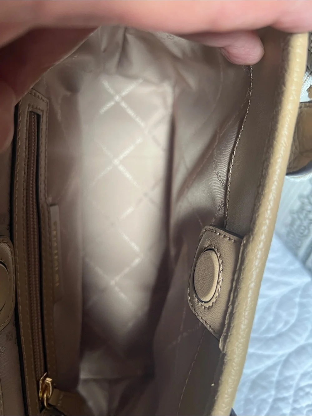 MICHAEL Michael Kors Tan Pebbled Leather Satchel with Branded Strap